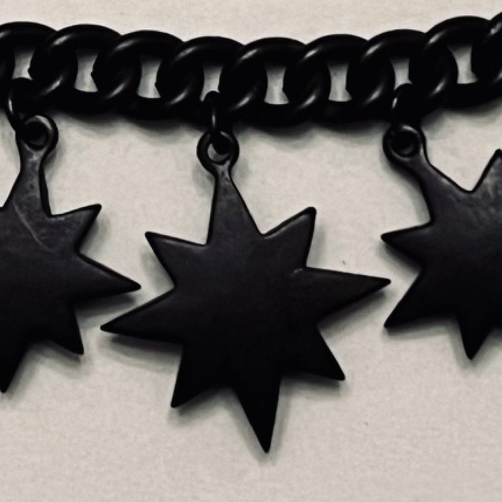 Black & Crystal-Star Necklace With Double -Strand… - image 5